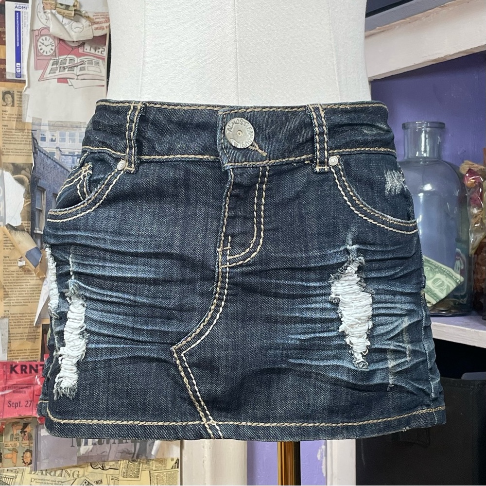Y2K Distressed Denim Mini Skirt